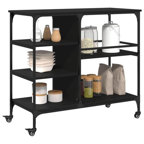 Køkkenvogn 100x45x89,5 cm konstrueret træ sort