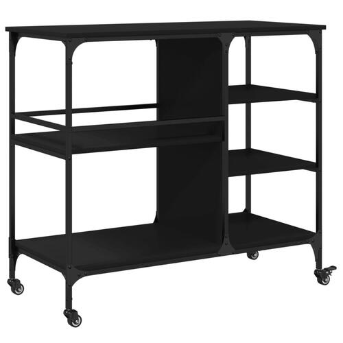 Køkkenvogn 100x45x89,5 cm konstrueret træ sort