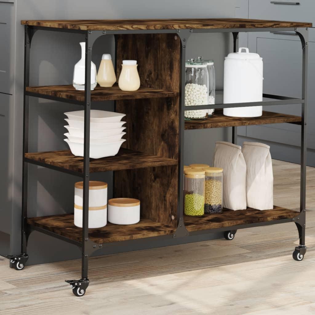 Køkkenvogn 100x45x89,5 cm konstrueret træ røget egetræsfarve