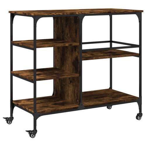 Køkkenvogn 100x45x89,5 cm konstrueret træ røget egetræsfarve