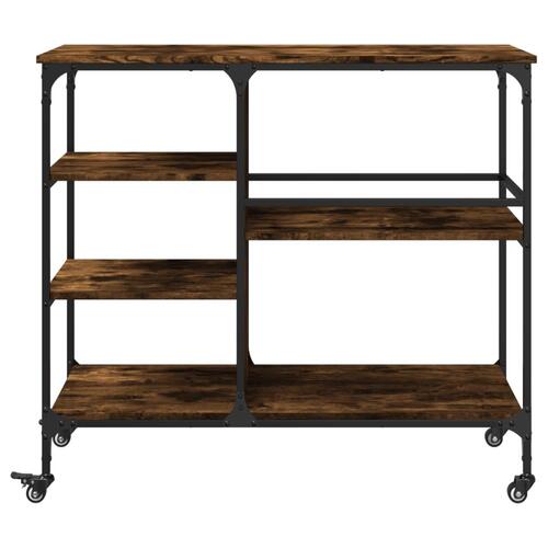 Køkkenvogn 100x45x89,5 cm konstrueret træ røget egetræsfarve