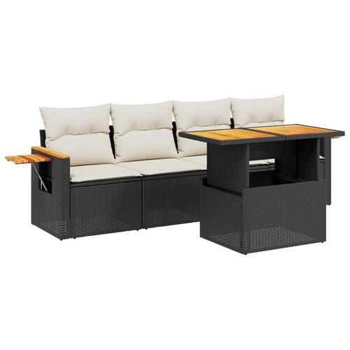 Sofasæt til haven 5 dele med hynder polyrattan sort