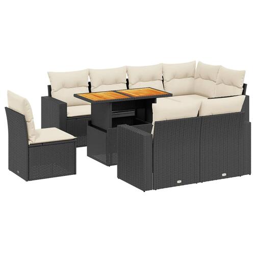 Sofasæt til haven 9 dele med hynder polyrattan sort