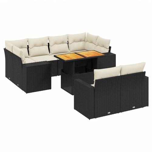 Sofasæt til haven 11 dele med hynder polyrattan sort