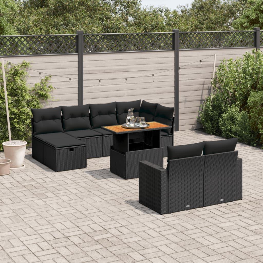 Sofasæt til haven 11 dele med hynder polyrattan sort
