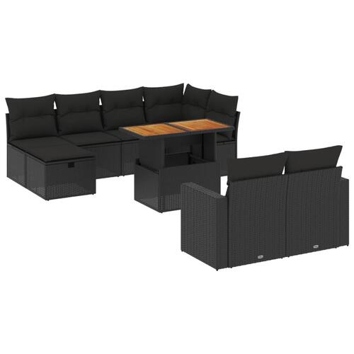 Sofasæt til haven 11 dele med hynder polyrattan sort