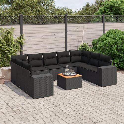 Sofasæt til haven 10 dele med hynder polyrattan sort