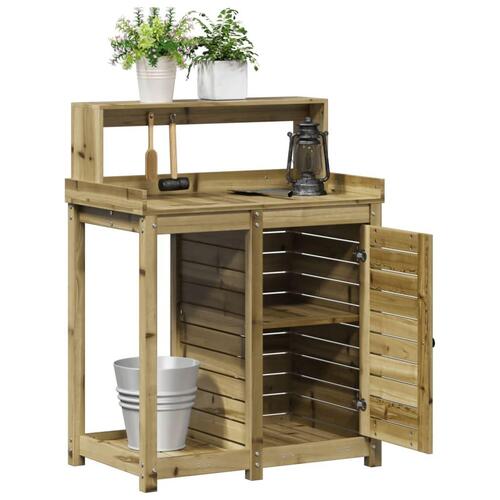 Plantebord med hylder 82,5x50x109,5 cm imprægneret fyrretræ