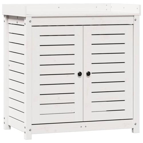 Plantebord med hylder 82,5x50x86,5 cm massivt fyrretræ hvid