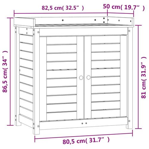 Plantebord med hylder 82,5x50x86,5 cm massivt fyrretræ hvid