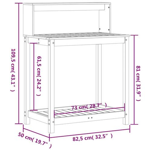 Plantebord med hylder 82,5x50x109,5 cm imprægneret fyrretræ