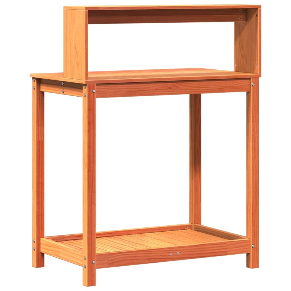 Plantebord med hylder 82,5x50x109,5 cm massivt fyrretræ brun