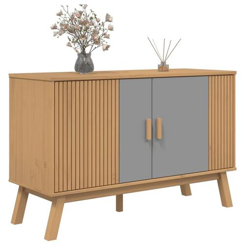 Skænk OLDEN 114x43x73,5 cm massivt fyrretræ grå og brun