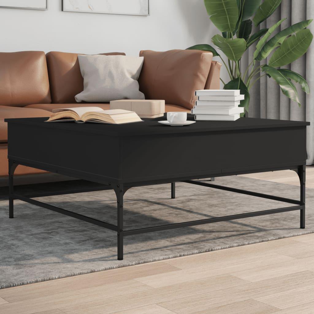 Sofabord 95x95x45 cm konstrueret træ og metal sort