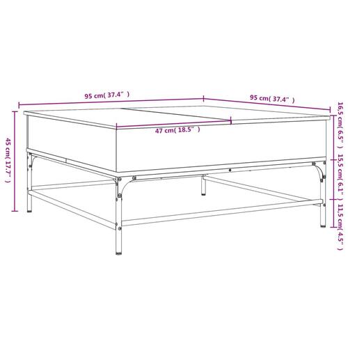 Sofabord 95x95x45 cm konstrueret træ og metal sort