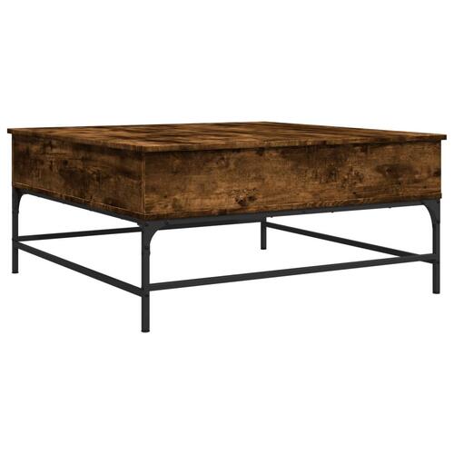 Sofabord 95x95x45 cm konstrueret træ og metal røget egetræ