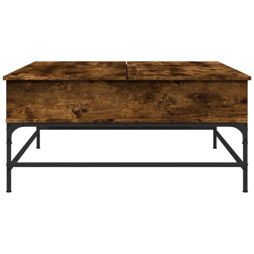 Sofabord 95x95x45 cm konstrueret træ og metal røget egetræ
