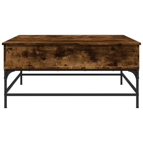 Sofabord 95x95x45 cm konstrueret træ og metal røget egetræ