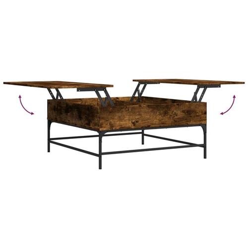 Sofabord 95x95x45 cm konstrueret træ og metal røget egetræ