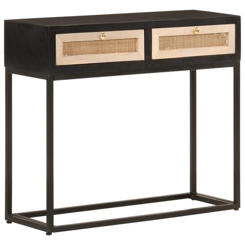 Konsolbord 90x30x76 cm massivt mangotræ og jern sort