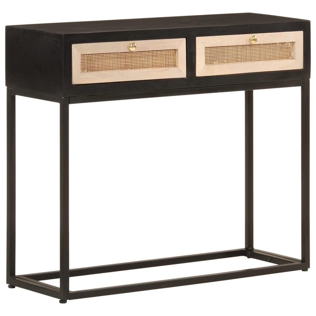 Konsolbord 90x30x76 cm massivt mangotræ og jern sort