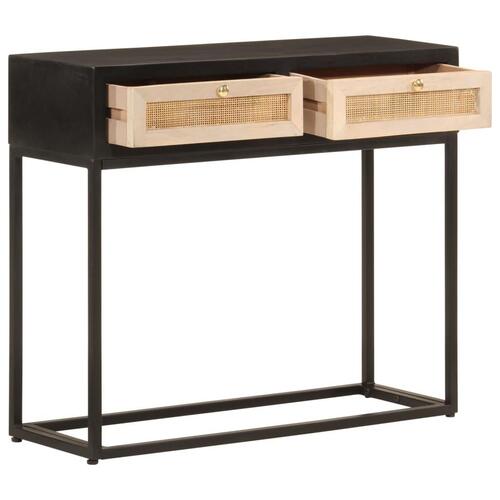 Konsolbord 90x30x76 cm massivt mangotræ og jern sort