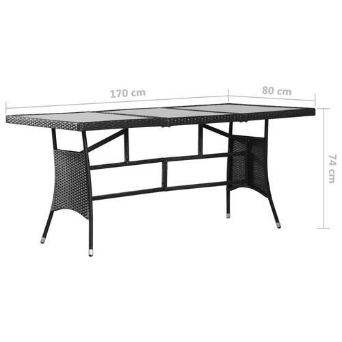 Havebord 170x80x74 cm polyrattan sort