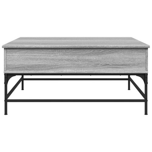 Sofabord 95x95x45 cm konstrueret træ og metal grå sonoma-eg