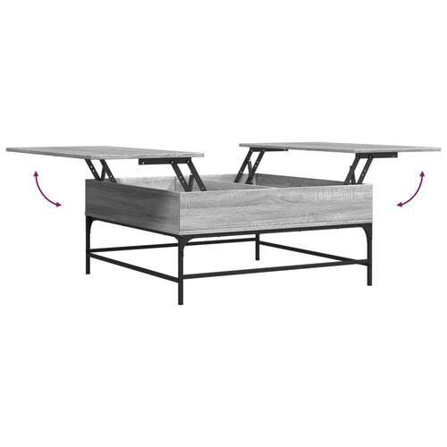 Sofabord 95x95x45 cm konstrueret træ og metal grå sonoma-eg