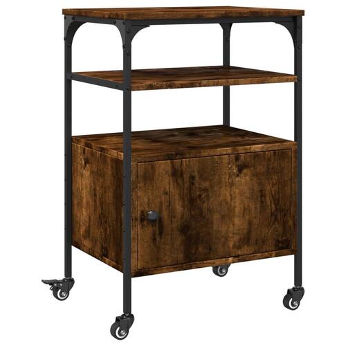 Printerstativ 50x40x76 cm 3 hylder konstrueret træ røget sonoma
