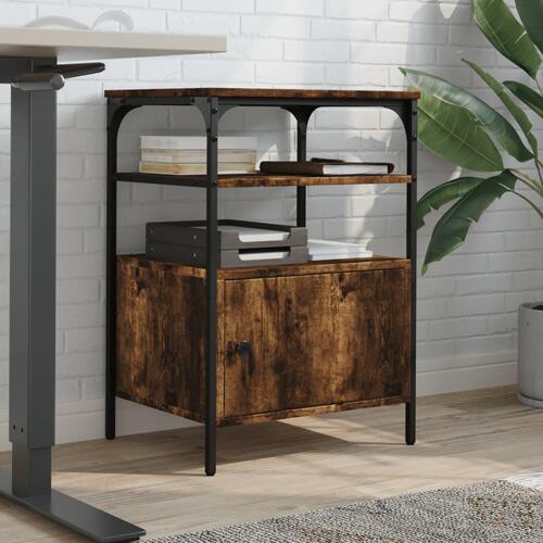 Printerstativ 50x40x76 cm 3 hylder konstrueret træ røget sonoma