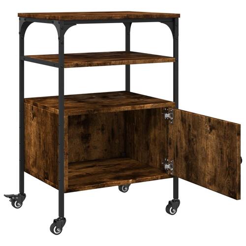 Printerstativ 50x40x76 cm 3 hylder konstrueret træ røget sonoma
