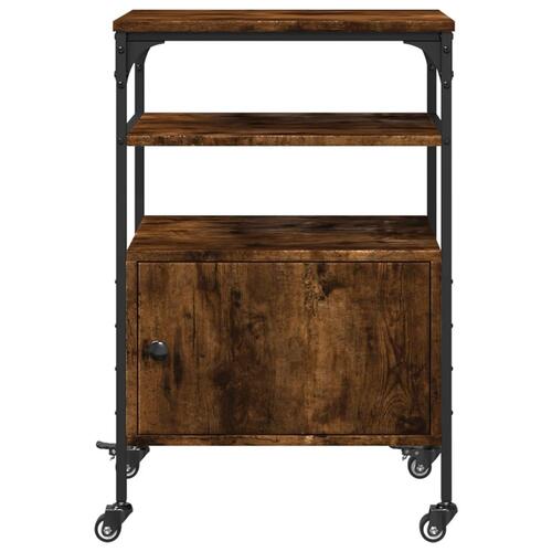 Printerstativ 50x40x76 cm 3 hylder konstrueret træ røget sonoma