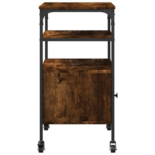 Printerstativ 50x40x76 cm 3 hylder konstrueret træ røget sonoma