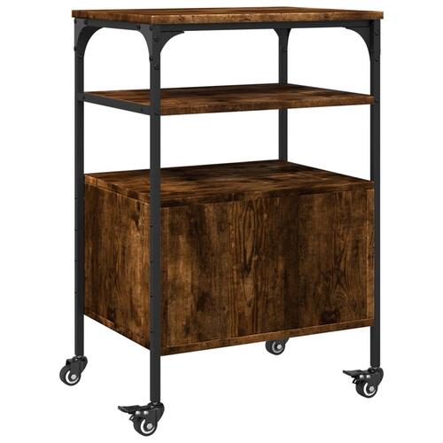Printerstativ 50x40x76 cm 3 hylder konstrueret træ røget sonoma
