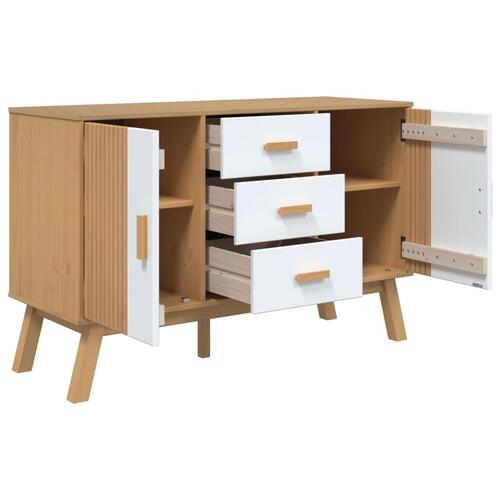 Skænk OLDEN 114x43x73,5 cm massivt fyrretræ hvid og brun