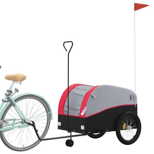 Cykelanhænger 45 kg jern sort og rød