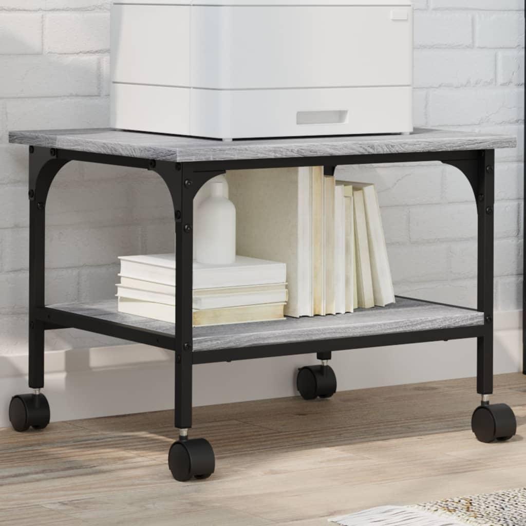 Printerstativ 50x40x38 cm 2 hylder konstrueret træ grå sonoma