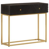 Konsolbord 90x30x76 cm massivt mangotræ og jern sort