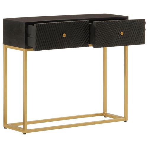 Konsolbord 90x30x76 cm massivt mangotræ og jern sort