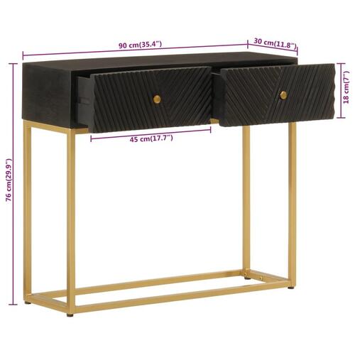 Konsolbord 90x30x76 cm massivt mangotræ og jern sort