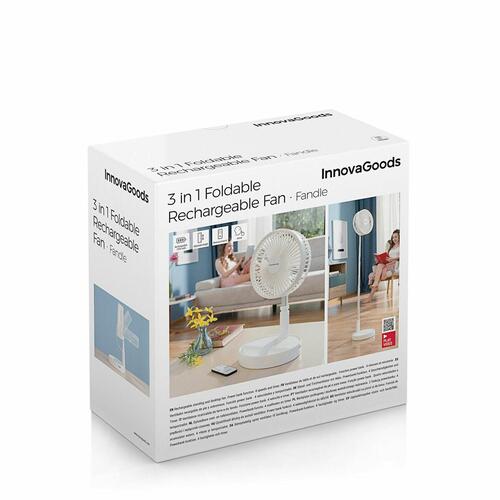 Sammenfoldelig, genopladelig 3-i-1-ventilator Fandle Ø7,7'' 7200 mAh