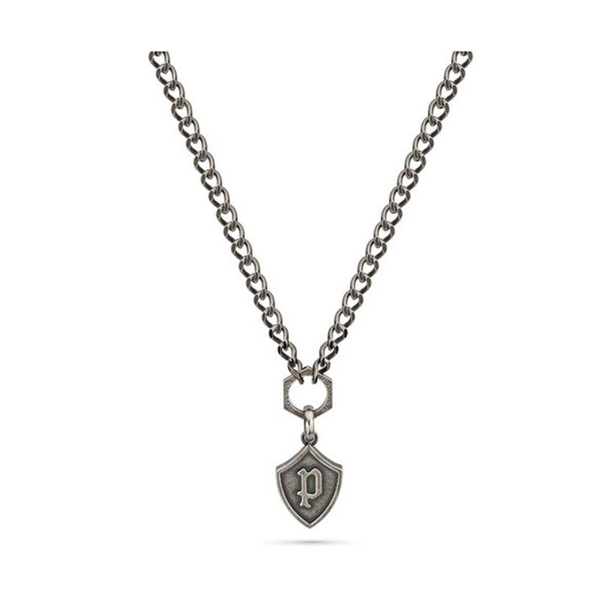 Police halskæde til mænd - grå rustfrit stål