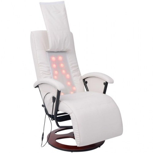 Shiatsu-massagestol kunstlæder hvid