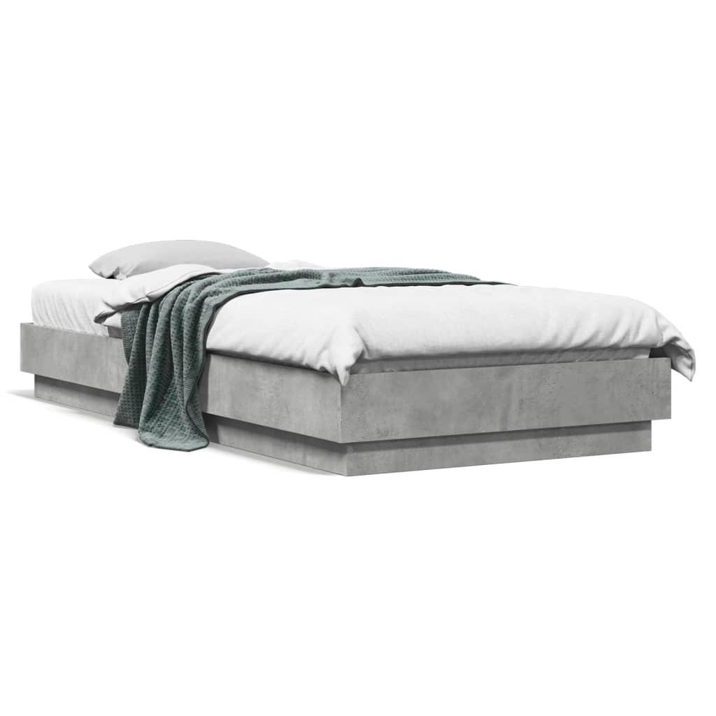 Sengeramme 90x200 cm konstrueret træ betongrå billede