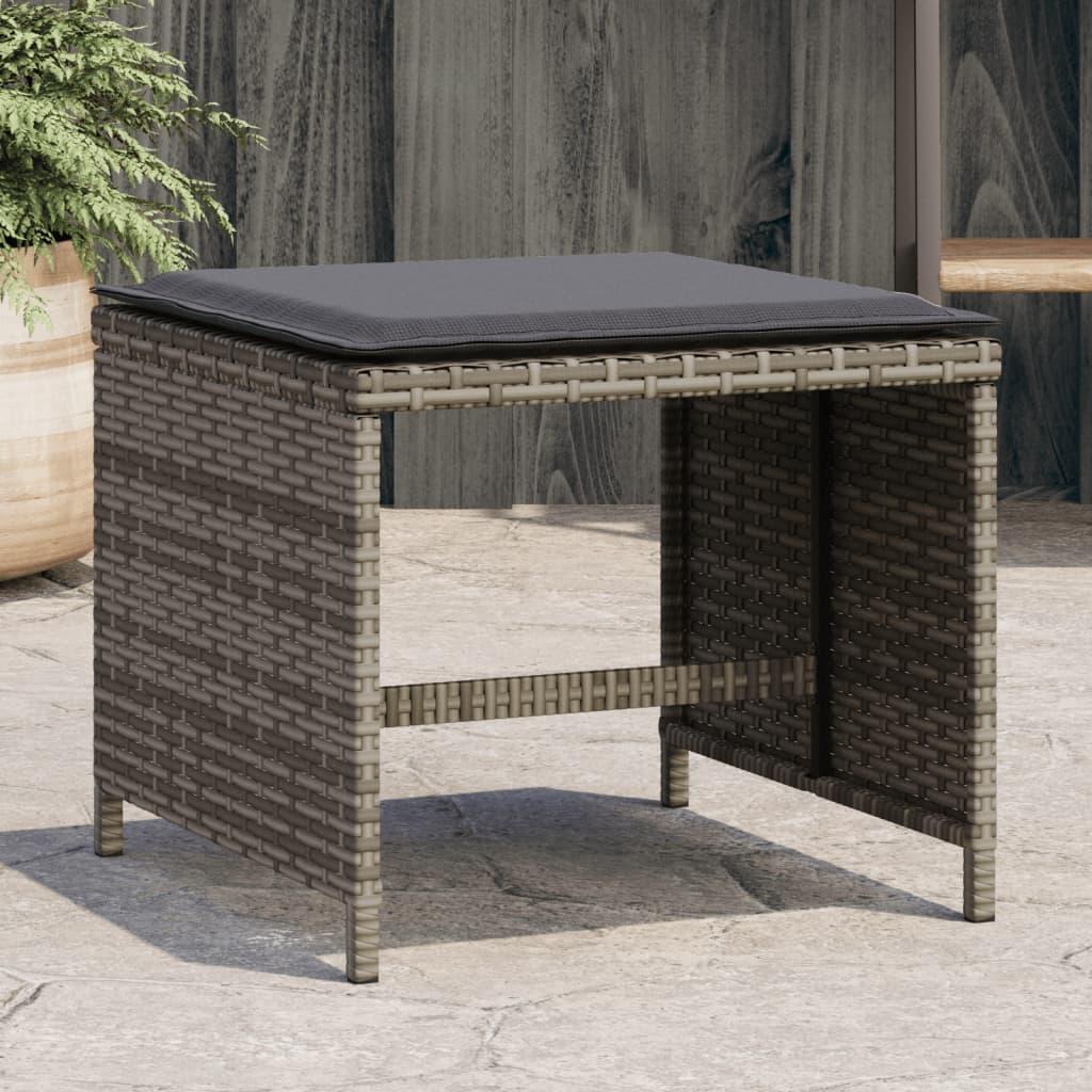 Haveskamler 4 stk. med hynder 41x41x36 cm polyrattan grå