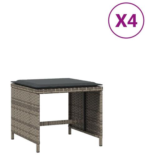 Haveskamler 4 stk. med hynder 41x41x36 cm polyrattan grå