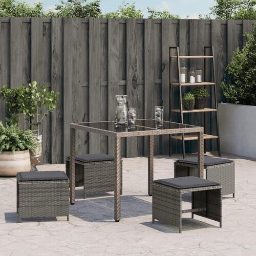 Haveskamler 4 stk. med hynder 41x41x36 cm polyrattan grå