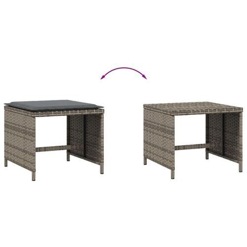 Haveskamler 4 stk. med hynder 41x41x36 cm polyrattan grå