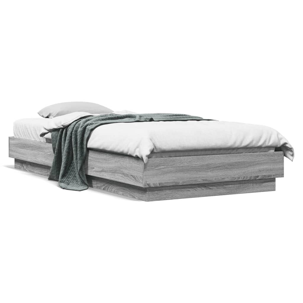 Sengeramme 90x200 cm konstrueret træ grå sonoma-eg